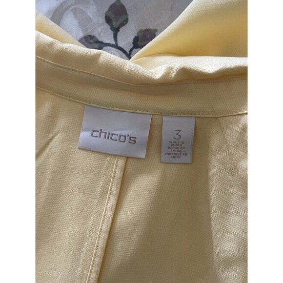 Chico’s XL Open Front Jacket Blouse Roll-tab Sleeve Spring Summer Travel Top - Picture 6 of 7